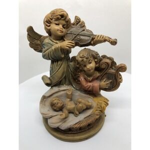 Fontanini Nativity Angels Baby Jesus Figurine Musical Harp Violin 4.5" Christmas